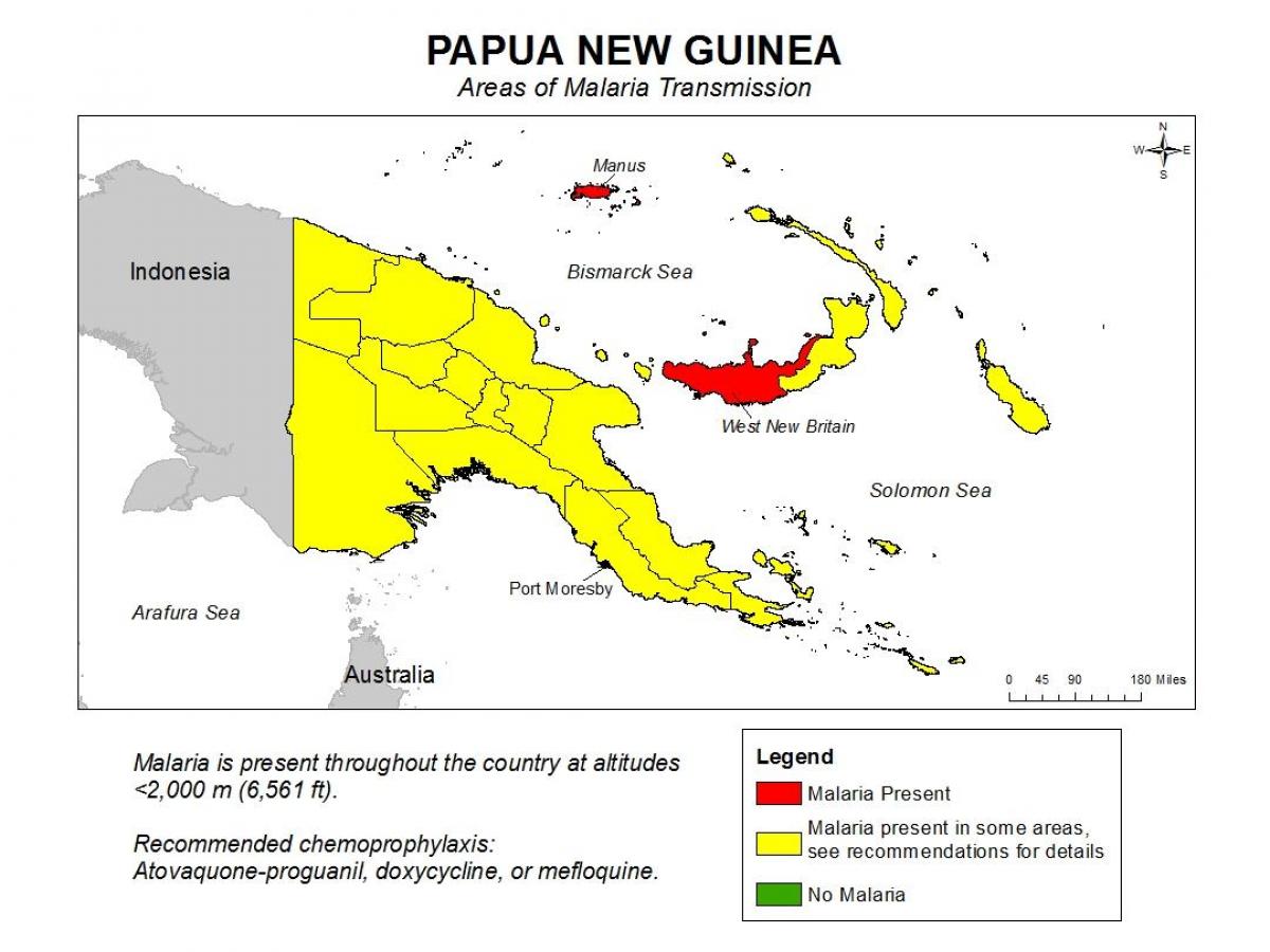 bản đồ của new guinea sốt rét